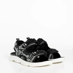 Sandale copii negre cu gri din material textil Tihana