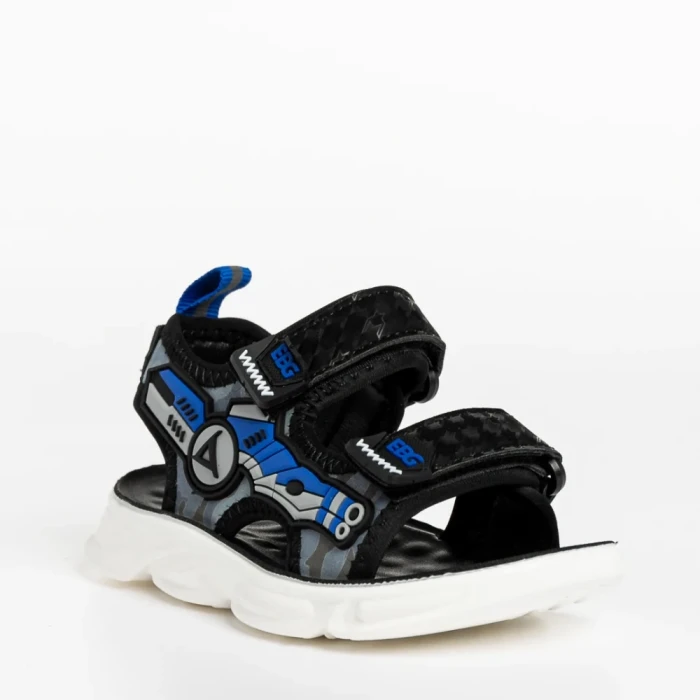 Sandale copii negre cu albastru din material textil Tihana