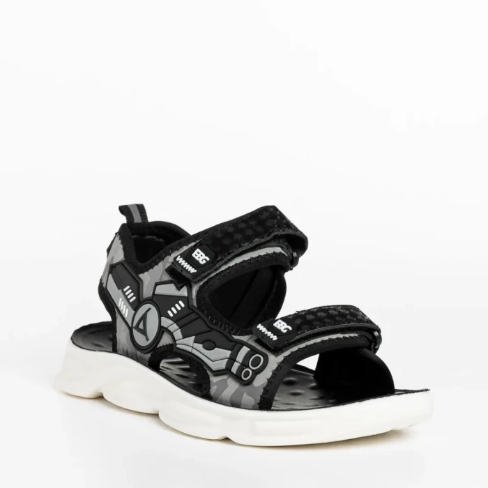 Sandale copii negre cu gri din material textil Tihana