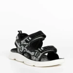 Sandale copii negre cu gri din material textil Tihana