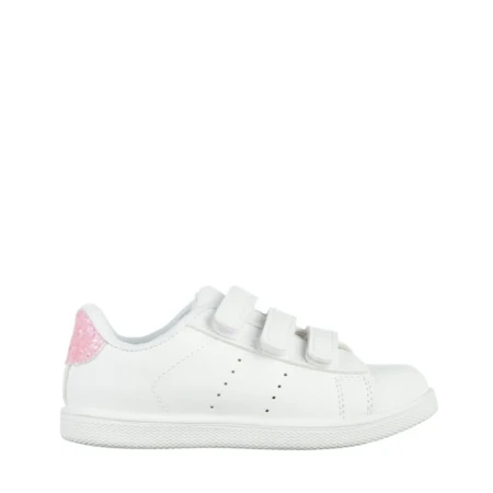 Pantofi sport copii albi cu roz din piele ecologica Faydra