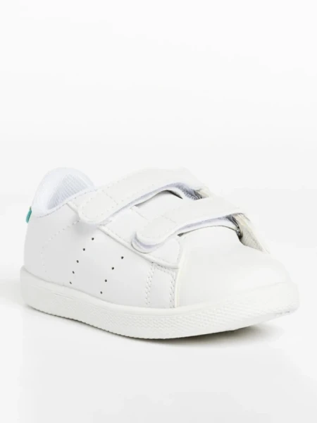 Pantofi sport copii albi cu verde din piele ecologica Frost