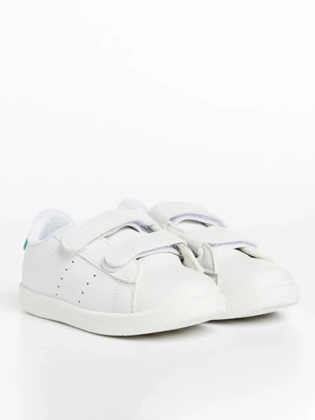 Pantofi sport copii albi cu verde din piele ecologica Frost