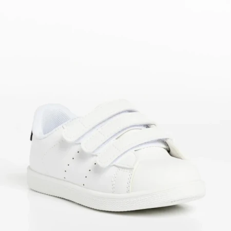 Pantofi sport copii albi cu negru din piele ecologica Frost