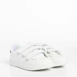 Pantofi sport copii albi cu negru din piele ecologica Frost