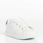 Pantofi sport copii albi cu negru din piele ecologica Omar