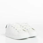 Pantofi sport copii albi cu negru din piele ecologica Omar