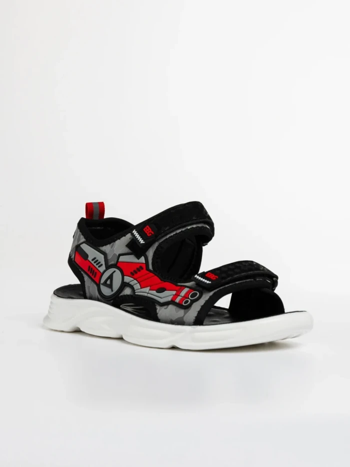 Sandale copii negre cu rosu din material textil Tihana