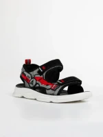 Sandale copii negre cu rosu din material textil Tihana