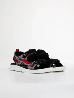 Sandale copii negre cu rosu din material textil Tihana