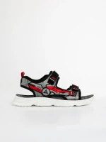 Sandale copii negre cu rosu din material textil Tihana