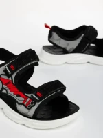 Sandale copii negre cu rosu din material textil Tihana