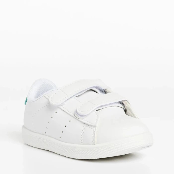 Pantofi sport copii albi cu verde din piele ecologica Frost