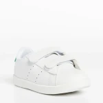 Pantofi sport copii albi cu verde din piele ecologica Frost