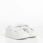 Pantofi sport copii albi cu verde din piele ecologica Frost