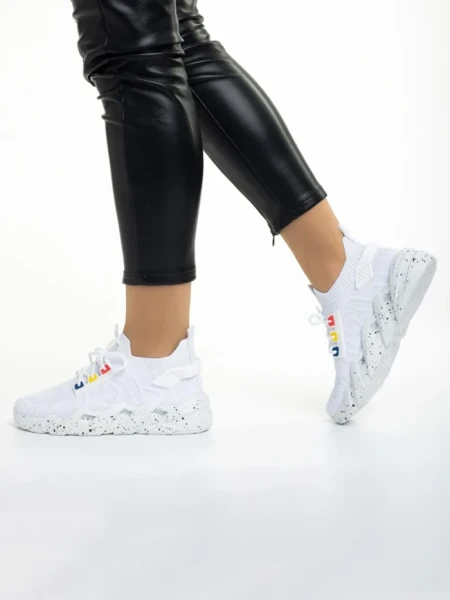 Pantofi sport dama albi din material textil Ankita