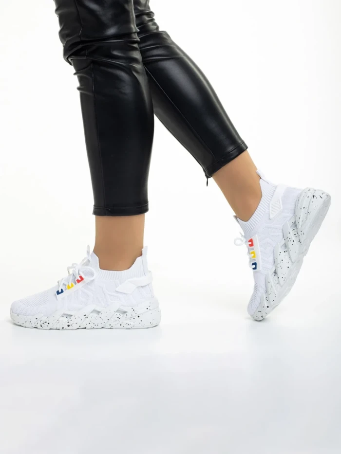 Pantofi sport dama albi din material textil Ankita