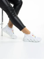 Pantofi sport dama albi din material textil Ankita