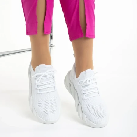Pantofi sport dama albi din material textil Leanna