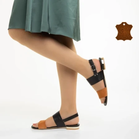 Sandale dama Marco negre din piele naturala Kinslee