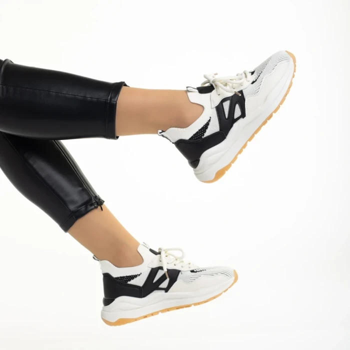 Pantofi sport dama bej din piele ecoloigca si material textil Souta
