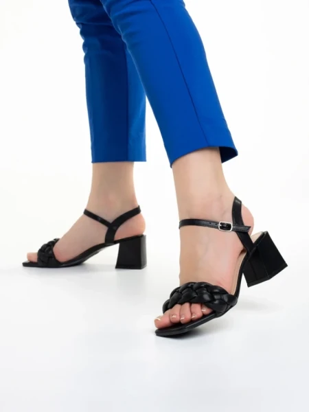 Sandale dama negre din piele ecologica Cintia