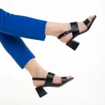 Sandale dama negre din piele ecologica Antanina