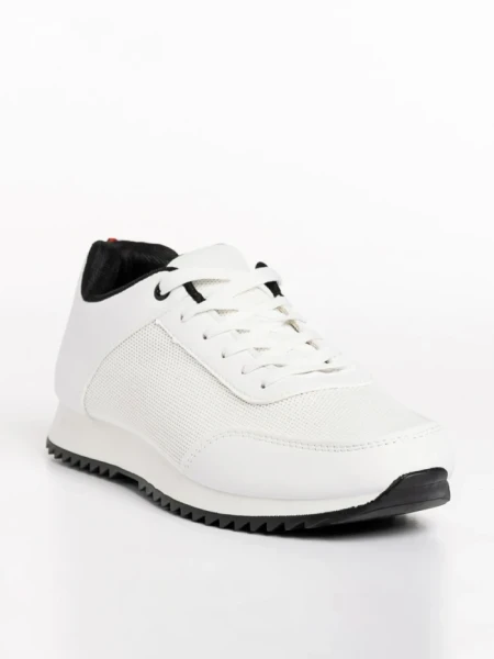 Pantofi sport barbati albi din piele ecologica si material textil Zander