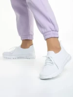 Pantofi sport dama albi din material textil Dasa