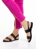 Sandale dama negre din piele ecologica Lauressa