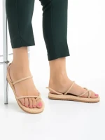 Sandale dama bej din material textil Nettie