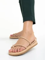 Sandale dama bej din material textil Nettie
