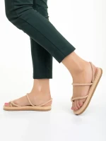 Sandale dama bej din material textil Nettie