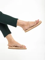 Sandale dama bej din material textil Nettie