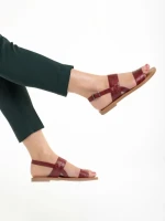 Sandale dama rosii din piele ecologica Marita