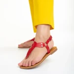 Sandale dama rosii din piele ecologica Shivali