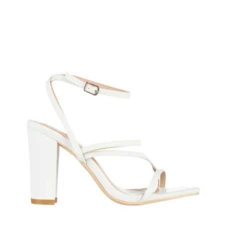Sandale dama albe din piele ecologica Roksana