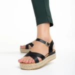 Sandale dama negre din piele ecologica Ophir