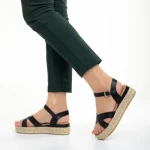 Sandale dama negre din piele ecologica Ophir