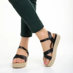 Sandale dama negre din piele ecologica Ophir