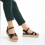 Sandale dama negre din piele ecologica Ophir