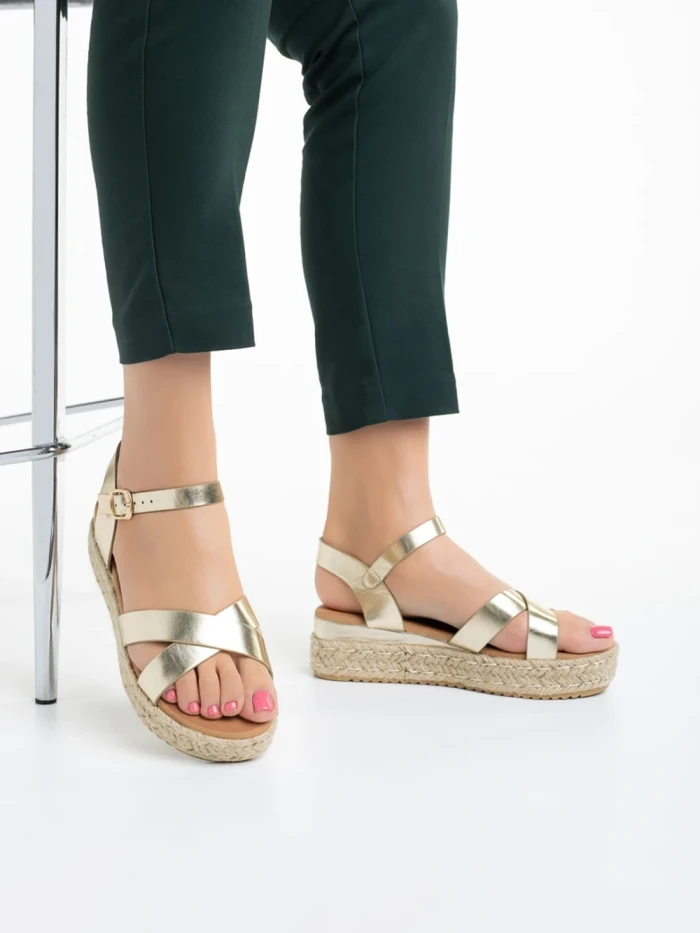 Sandale dama aurii din piele ecologica Ophir