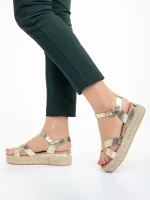 Sandale dama aurii din piele ecologica Ophir