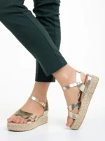 Sandale dama aurii din piele ecologica Ophir