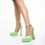 Pantofi dama verzi deschis din material textil Medeia