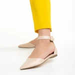 Pantofi dama bej din piele ecologica Lilias