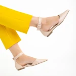 Pantofi dama bej din piele ecologica Lilias