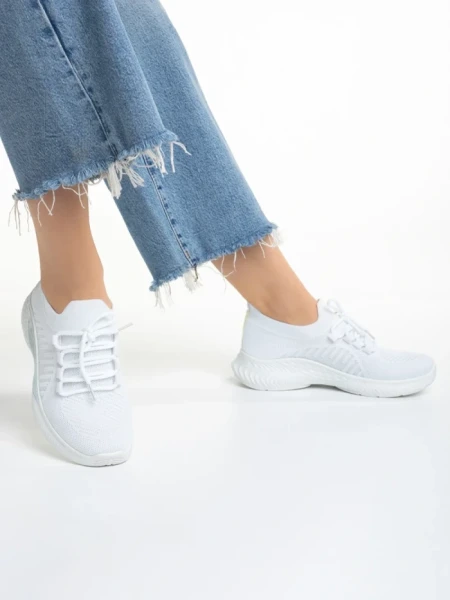 Pantofi sport dama albi din material textil Matrona
