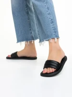 Papuci dama negri din piele ecologica Gerel