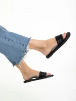 Papuci dama negri din piele ecologica Gerel